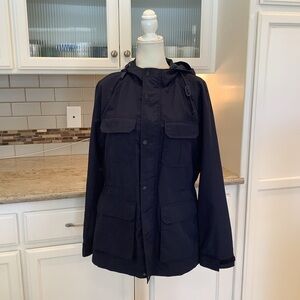 Women’s Blue Hooded Rain Jacket Size Medium